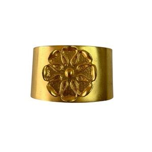 Gold‎ Tone 3D Floral Cuff Bracelet Mob Wife Luxury Statement Vintage